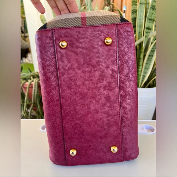 Burberry House Check Derby Leather Canterbury Tote Shoulder/Handbag Berry Pink - Picture 10 of 17